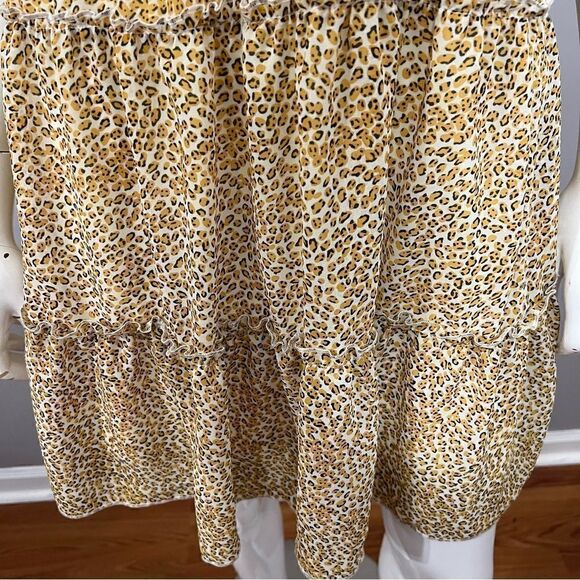 NWT Simplee Cottagecore Tiered Ruffle Cheetah Print Sundress -Juniors Large - Picture 6 of 12